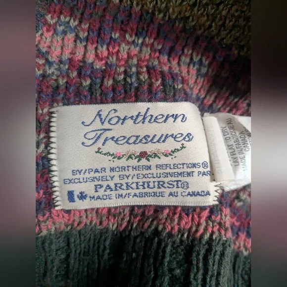 Vintage Northern Treasures Parkhurst Scarf Moose Winter Mountains Cabin Outdoor